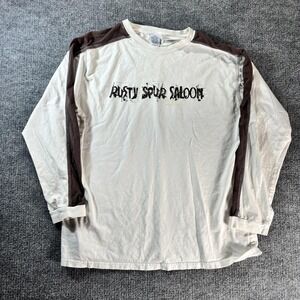 E.M.I. Sportswear Shirt Mens XL White Rusty Spur Saloon Graphic Long Sleeve